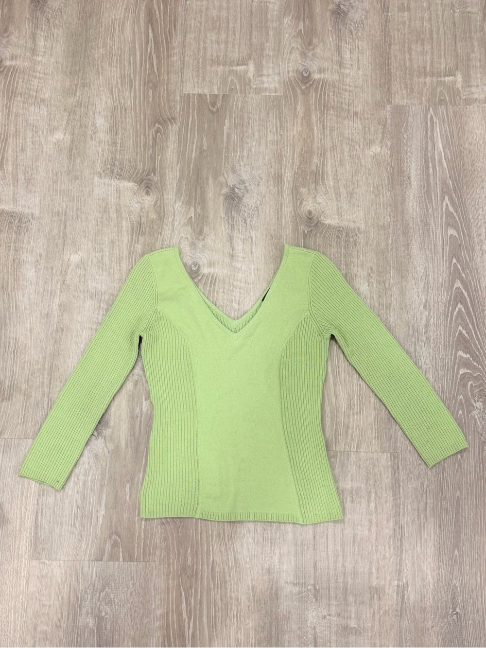 Y2K Lime Green Ribbed Knit Sweater Top 💚✨